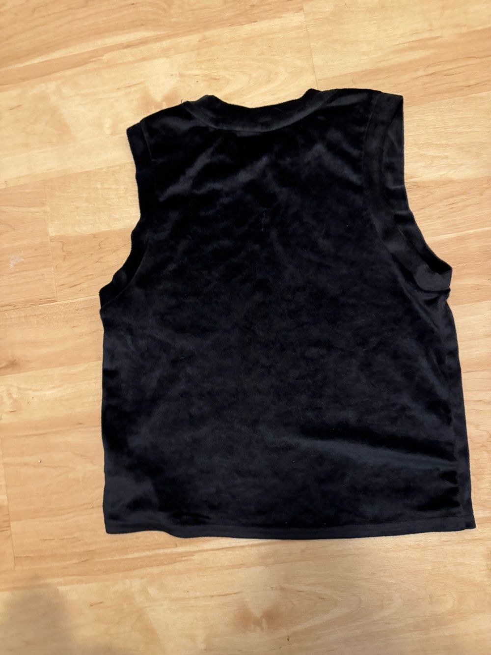 Juicy Couture Logo Crystal Black Velour Crop Top Bejweled Medium Sleep - Picture 2 of 4